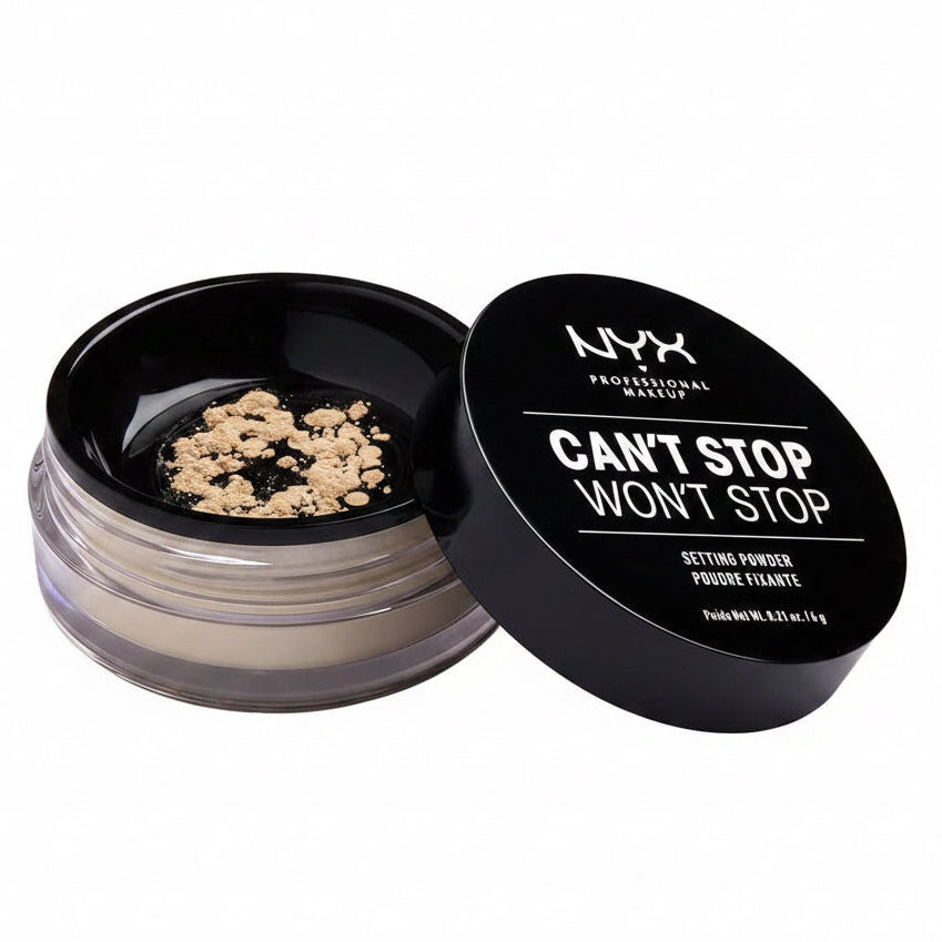 NYX Professional Makeup, Cipria in Polvere, Can'T Stop Won'T Stop Setting Powder, Polvere Libera, Finish Matte, Minimizza Le Zone Lucide, Tonalità: Light Medium
