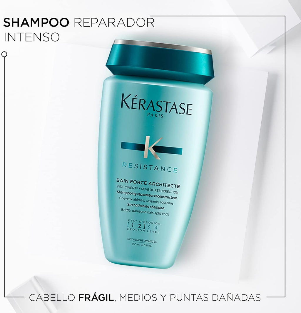 Kérastase, Resistance, Shampoo Professionale Fortificante per Capelli Fragili, Capelli Morbidi E Luminosi, Con Complesso Pro-Keratina E Ceramidi, Bain Force Architecte