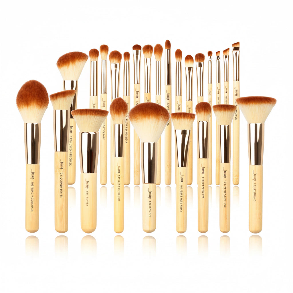 , Set Di Pennelli Professionali Da Trucco in Bambù, 25 Pezzi, Set Di Accessori Cosmetici per Fondotinta, Cipria, Fard, Ombretto, T135