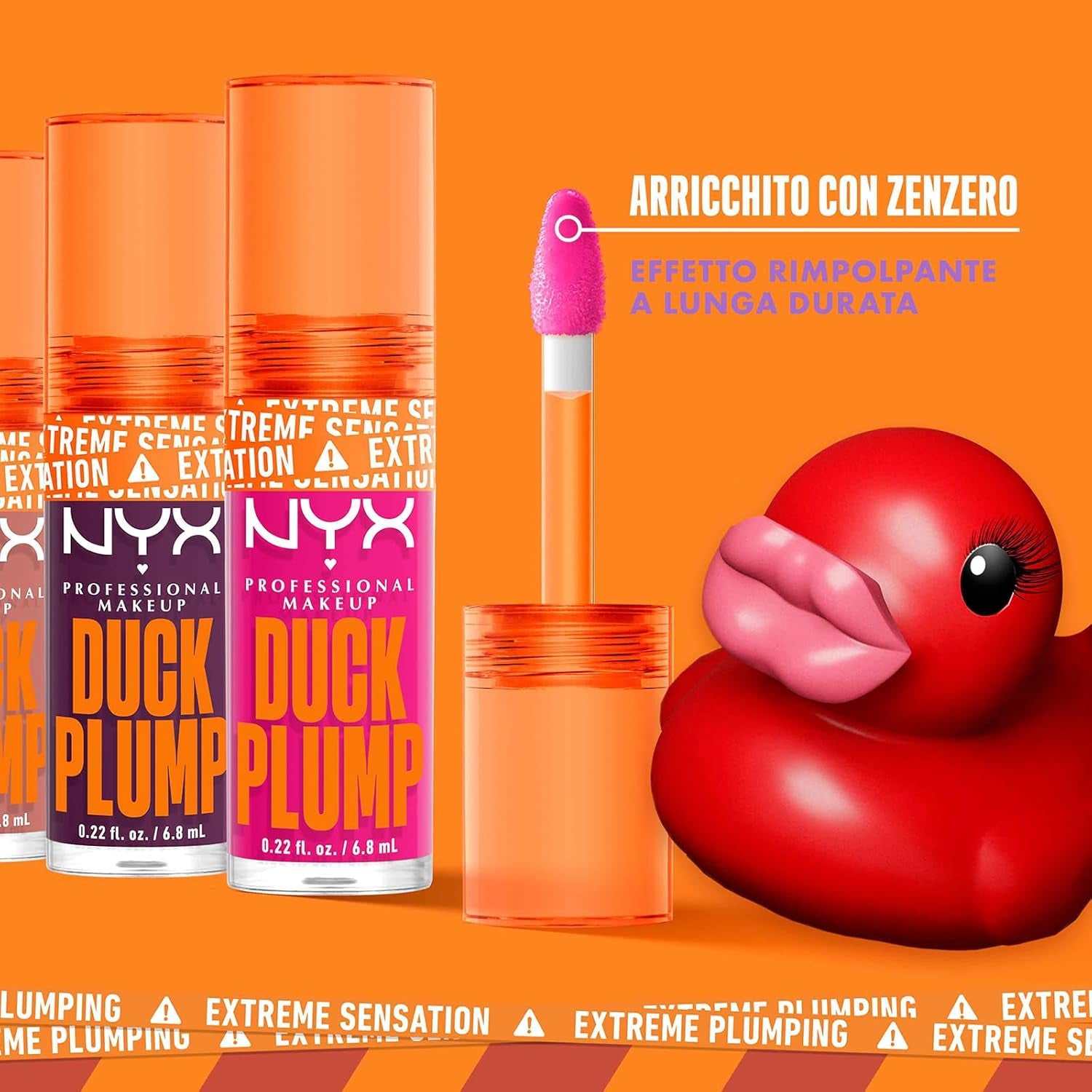 NYX Professional Makeup Gloss Rimpolpante, Altamente Pigmentato, Volume Immediato E Duraturo, Arricchito Con Zenzero Piccante, Duck Plump, Tonalità: Brick of Time, 6,8 Ml