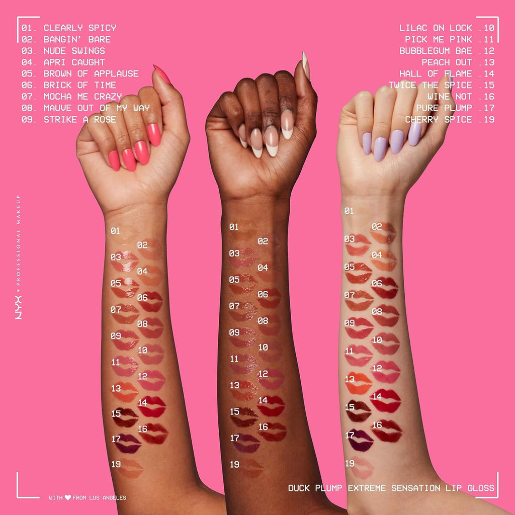 NYX Professional Makeup Gloss Rimpolpante, Altamente Pigmentato, Volume Immediato E Duraturo, Arricchito Con Zenzero Piccante, Duck Plump, Tonalità: Clearly Spicy, 6,8 Ml