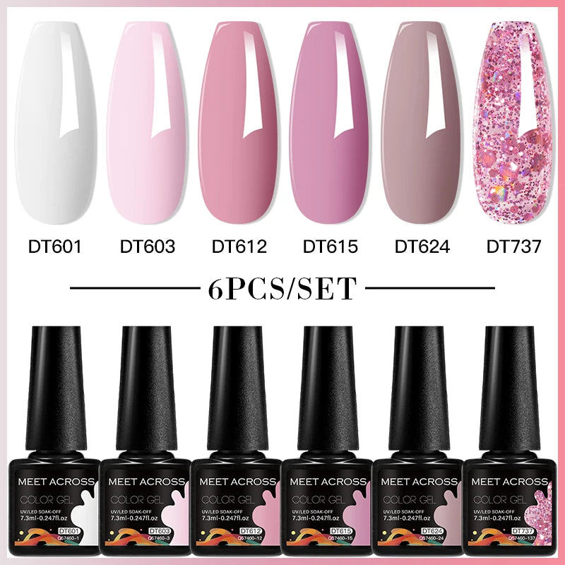 MEET ACROSS Gel Nail Polish Set  Spring Summer