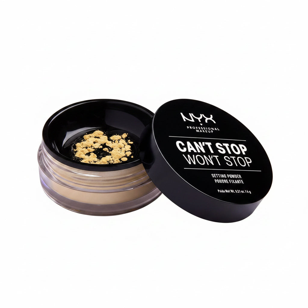 NYX Professional Makeup, Cipria in Polvere, Can'T Stop Won'T Stop Setting Powder, Polvere Libera, Finish Matte, Minimizza Le Zone Lucide, Tonalità: Light Medium