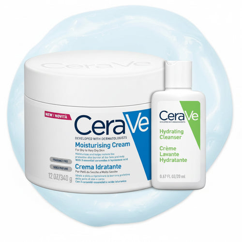 Scopri il Cerave Travel Kit: Crema Idratante Viso e Corpo con Acido Ialuronico per Pelle Secca + Detergente Idratante da Viaggio! Perfetto per la tua routine di bellezza!